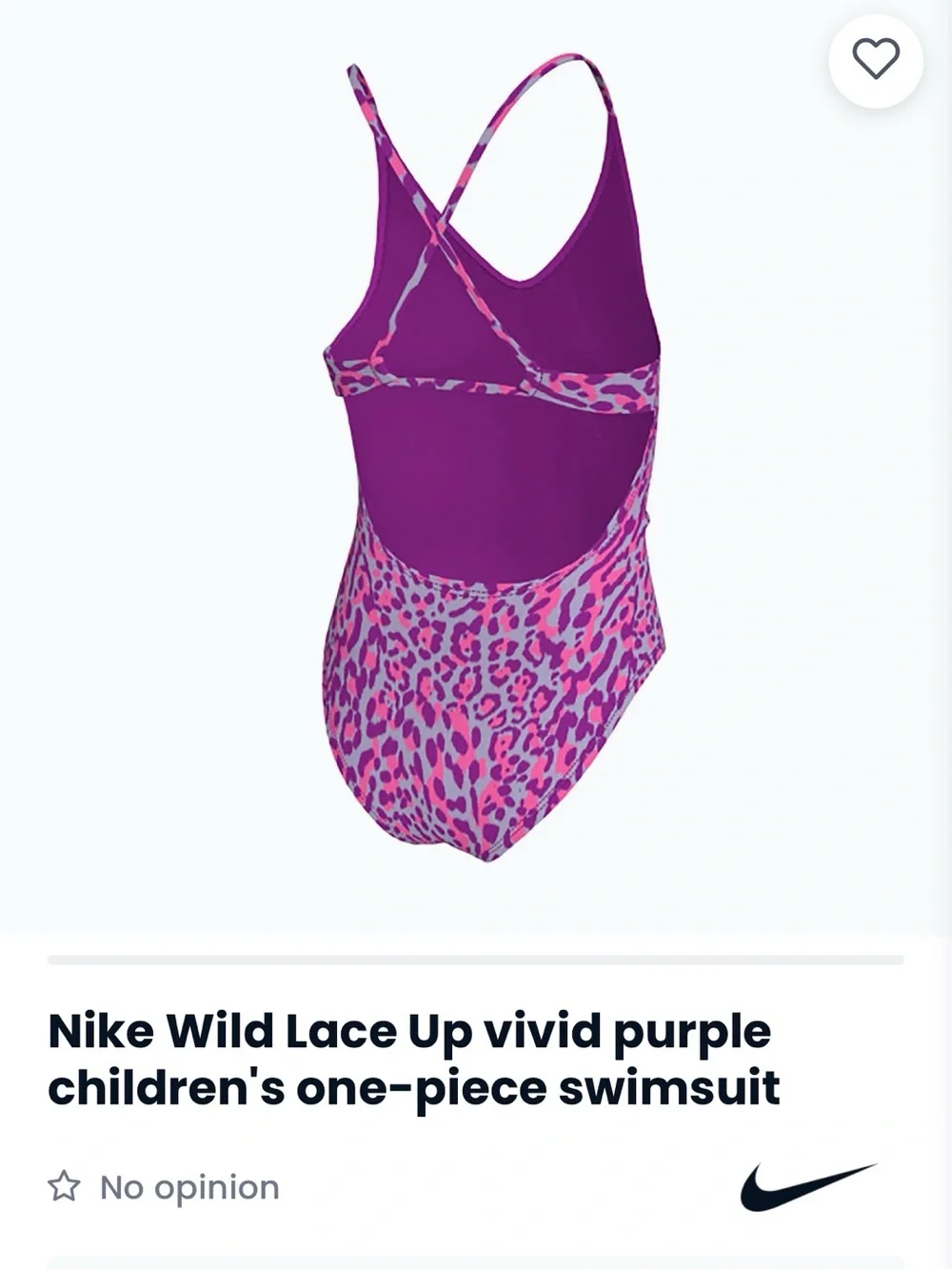 NWT Nike Girls' Wild Lace up Pink Leopard Print One-Piece Swimsuit size XL